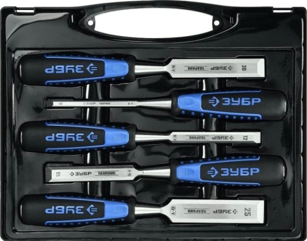 Набор стамесок долот с двухкомпонентной рукотяткой ЗУБР Ударник 18097-H5 [18097-H5]