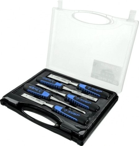 Набор стамесок долот с двухкомпонентной рукотяткой ЗУБР Ударник 18097-H5 [18097-H5]