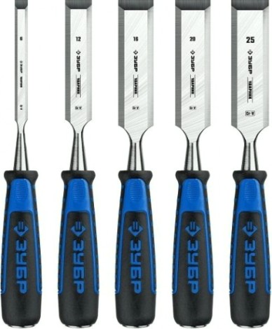 Набор стамесок долот с двухкомпонентной рукотяткой ЗУБР Ударник 18097-H5 [18097-H5]