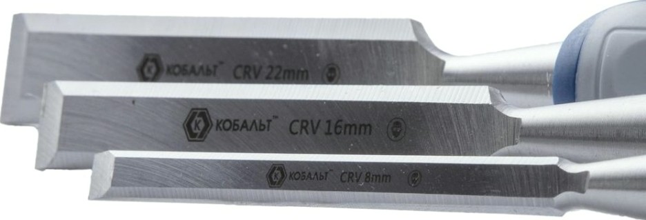 Набор стамесок Кобальт 245-664 (8, 16, 22х140 мм, cr-v, двухк. рукоятка)