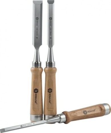 Набор стамесок Кобальт 245-862 (8, 16, 22х140 мм) cr-v, деревянная рукоятка