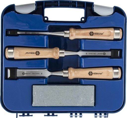 Набор стамесок Кобальт 245-886 плоских (8, 16, 22х140 мм), cr-v, деревянная рукоятка [245-886]