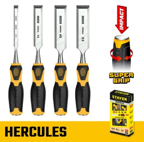 Набор стамесок STAYER HERCULES долот с двухкомпонентной рукояткой, 4шт. [18205-H4]