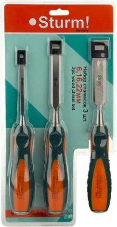 Набор стамесок Sturm 1063-04-S3 (6, 16, 22 мм) двухкомпонентные рукоятки