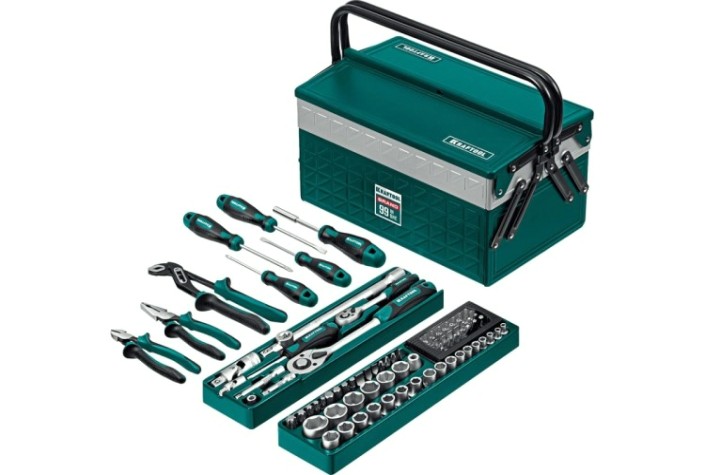 Набор столярно-слесарного инструмента KRAFTOOL GRAND-99 (1/2"+1/4"), универсальный 99 пр. [27978-H99]