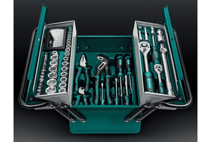 Набор столярно-слесарного инструмента KRAFTOOL GRAND-99 (1/2"+1/4"), универсальный 99 пр. [27978-H99]