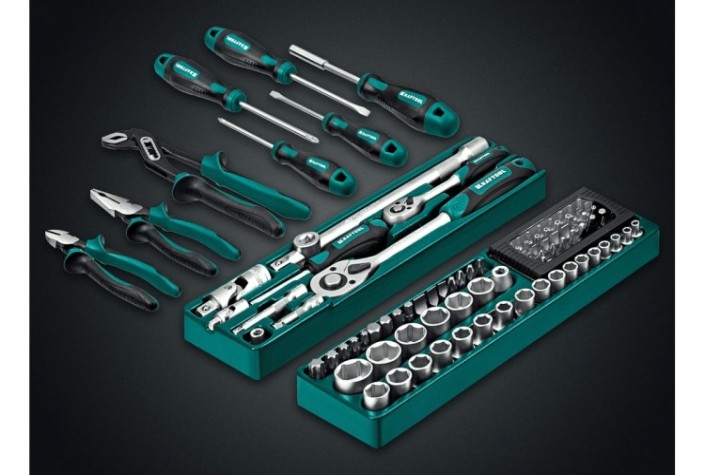 Набор столярно-слесарного инструмента KRAFTOOL GRAND-99 (1/2"+1/4"), универсальный 99 пр. [27978-H99]