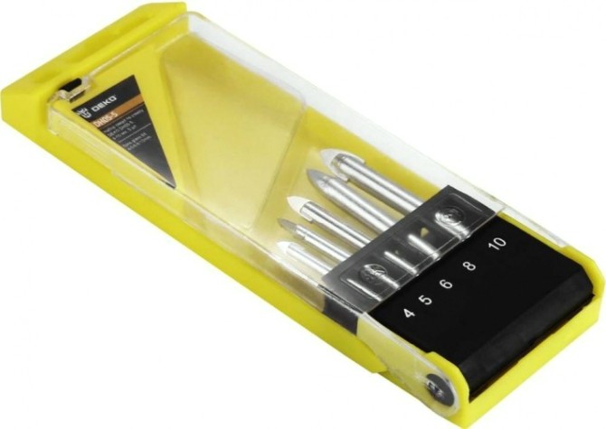 Набор сверл алмазных DEKO DH05-5 по стеклу 4-10 мм, 5 шт [065-0536]