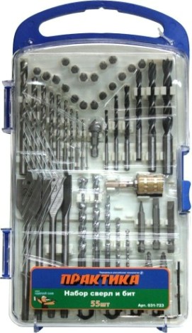 Набор сверл и бит ПРАКТИКА 55 предметов 031-723 [031-723]