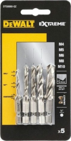 Набор сверл-метчиков DeWALT 5 шт. HEX 1/4" DT050060-QZ [DT50060-QZ]