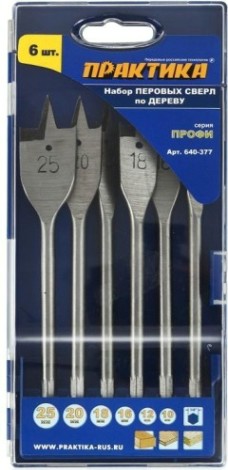 Набор сверл перовых ПРАКТИКА 6 шт. (10-25 мм.) Профи 640-377 [640-377]