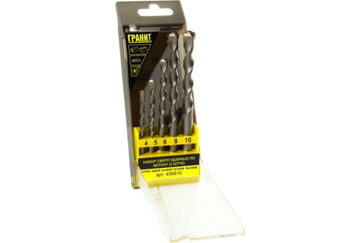 Набор сверл по бетону ГРАНИТ 456810 ударных 5 шт. Набор сверл по бетону ГРАНИТ 456810 ударных 5 шт.