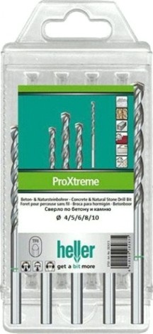 Набор сверл по бетону HELLER и натуральному камню proxtreme, ø 4/5/6/8/10 (5 пр.) [TD28264]