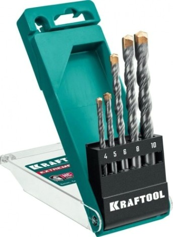 Набор сверл по бетону KRAFTOOL EXTREME 5 шт. (4, 5, 6, 8, 10 мм) 3-х гранный хвостовик [29166-H5]