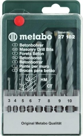 Набор сверл по бетону METABO 8 шт. (3-10 мм) НМ classic 627182000 [627182000]