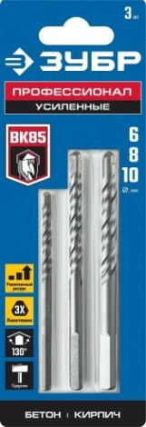 Набор сверл по бетону ЗУБР ПРОФЕССИОНАЛ усиленные 6-8-10 мм 3 шт. [2916-H3_z01]