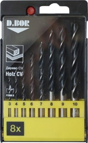 Набор сверл по дереву D.BOR 8 шт. (3-10 мм.) спиральные [W-011-180008104D]