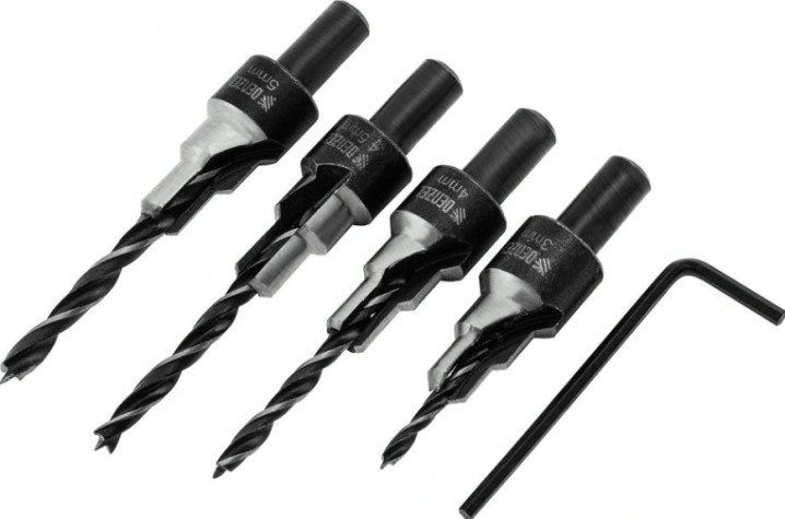 Набор сверл по дереву Denzel 3-5 мм под конфирмат, 4 шт [704240]