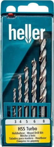 Набор сверл по дереву HELLER hss turbo (3,4,5,6,8 мм) (5 пр.) [TD28817]