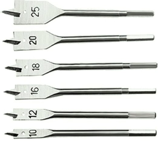 Набор сверл по дереву Sparta 10-12-16-18-20-25 мм, 6 шт по 6-гранный хвостовик// [704055]