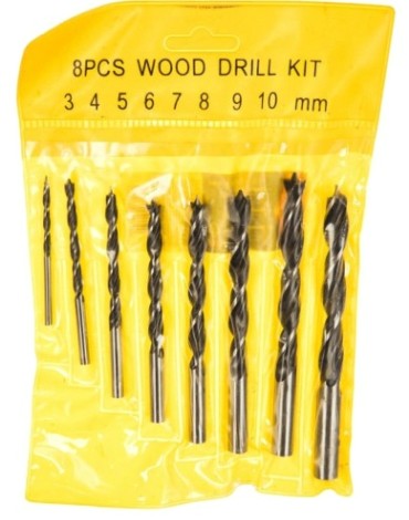 Набор сверл по дереву Sparta 3-4-5-6-7-8-9-10 мм, 8 шт. цилиндрический хвостовик// [702125]
