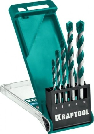 Набор сверл по керамограниту KRAFTOOL KERAMO с твердосплавной пластиной, 5 шт.(4-10мм) [29175-H5]