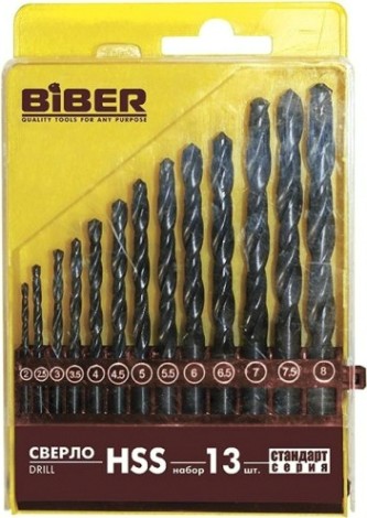 Набор сверл по металлу Biber 74132 HSS стандарт 2,0-8,0мм (13шт.) [тов-042028]