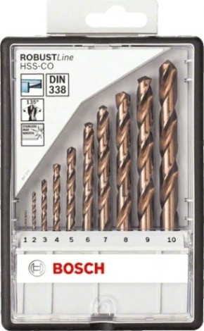 Набор сверл по металлу BOSCH HSS-Co 10 шт Robust Line D1-10 [2607019925]