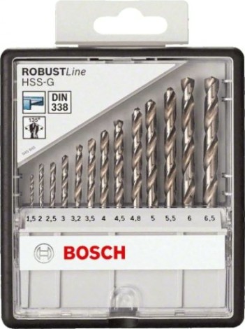 Набор сверл по металлу BOSCH HSS-G 13 шт Robust Line D1.5-6.5 [2607010538]