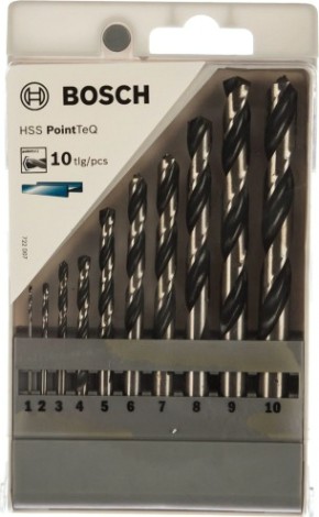 Набор сверл по металлу BOSCH HSS PointTeQ (1-10мм) 10 шт. [2608577348]