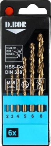 Набор сверл по металлу D.BOR COBALT HSS-Co 6 шт. 5%, din 338 6 (2-8 мм) [D-TD-338-CO5-PS1-06]
