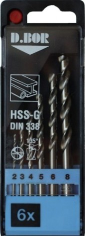 Набор сверл по металлу D.BOR шлифованные HSS-G 6 шт. (2-8 мм.) [W-011-141006104D-T]