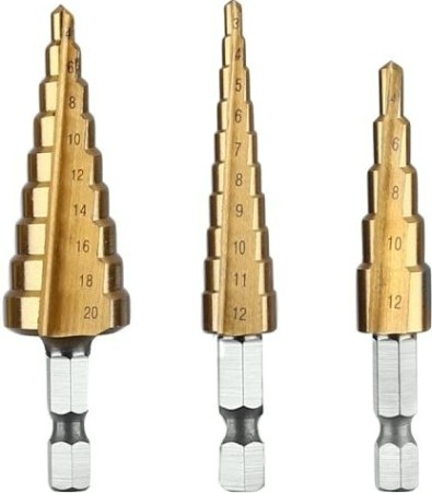 Набор сверл по металлу DEKO DH20 ступенчатых 3-12, 4-12, 4-20 мм, 3 шт [065-0688]