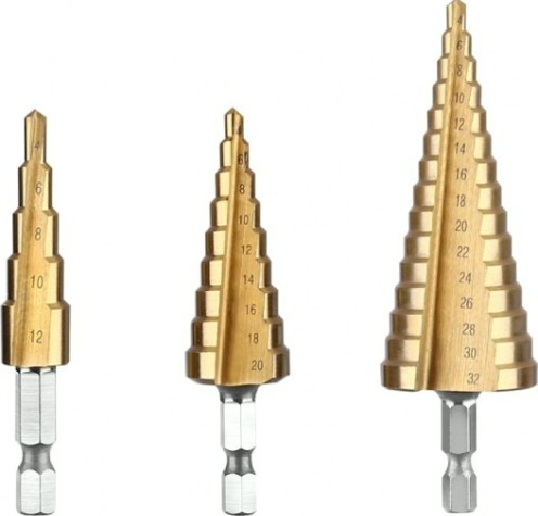 Набор сверл по металлу DEKO DH21 ступенчатых 4-12 мм, 4-20 мм, 4-32 мм, 3 шт [065-0689]