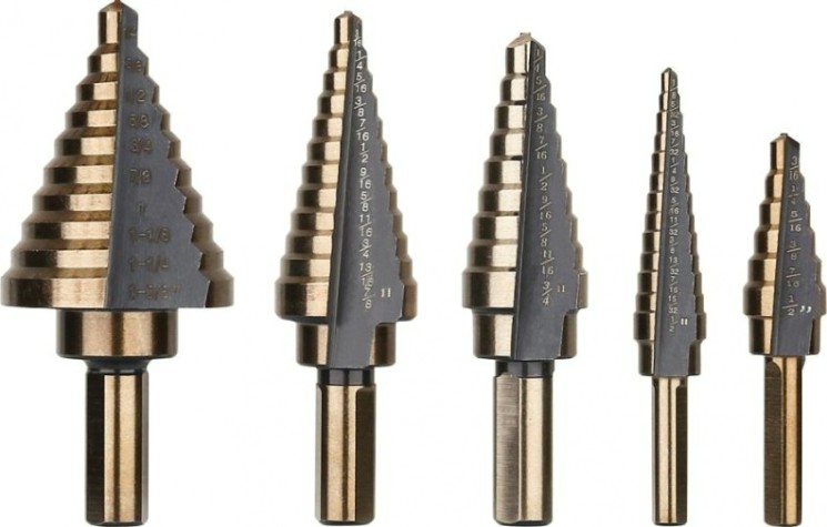 Набор сверл по металлу DEKO DH22 ступенчатых в кейсе 5 шт [065-0690]