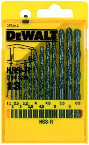 Набор сверл по металлу DeWALT HSS-R 13 шт. (1.5-6.5 мм) DT5912-QZ [DT5912-QZ]