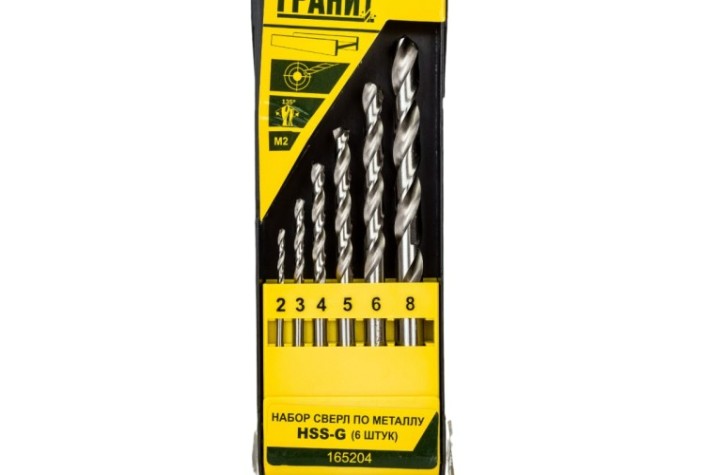 Набор сверл по металлу ГРАНИТ 165204 hss-g, 6 шт. Набор сверл по металлу ГРАНИТ 165204 hss-g, 6 шт.
