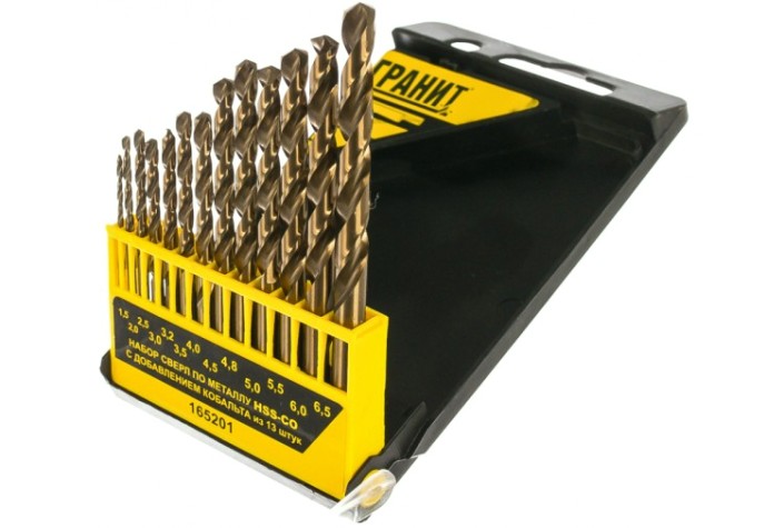 Набор сверл по металлу ГРАНИТ HSS-Co, 13 шт. [165201]