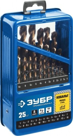 Набор сверл по металлу кобальт ЗУБР ПРОФЕССИОНАЛ 25шт(1-13мм), 29626-H25 [29626-H25]