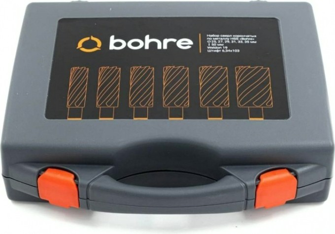 Набор сверл по металлу корончатых Bohre HSS 25-35х50 мм (7 предметов) с хв. weldon 19 мм (3/4'') [КБ003626]