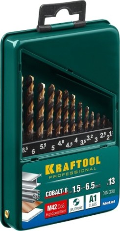 Набор сверл по металлу KRAFTOOL 29656-H13 hss-co(8%), cobalt 13шт.(1.5-6.5мм) Набор сверл по металлу KRAFTOOL 29656-H13 hss-co(8%), cobalt 13шт.(1.5-6.5мм)