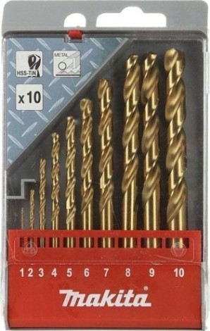 Набор сверл по металлу MAKITA D-43561 hss-tin, 10 шт.