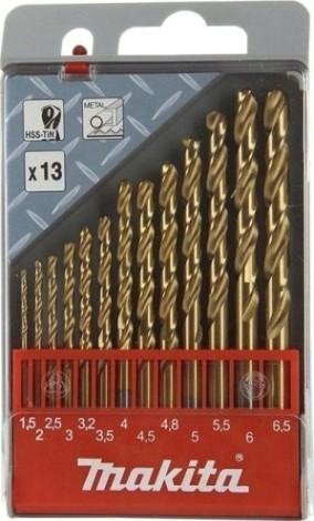 Набор сверл по металлу MAKITA D-43577 hss-tin, 13 шт.