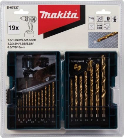 Набор сверл по металлу MAKITA D-67527 hss-tin economy, 19 шт.