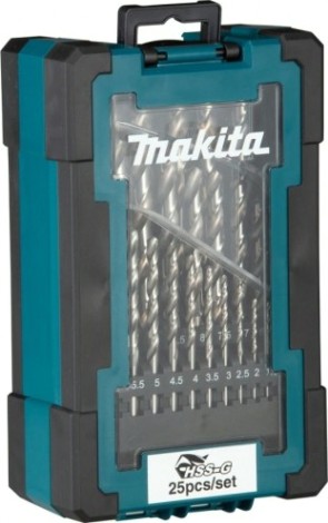 Набор сверл по металлу MAKITA D-67555 hss-g 25 шт. (1-13мм, шаг 0.5мм)