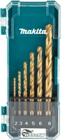 Набор сверл по металлу MAKITA D-72833 hss-tin economy, 6 шт. (2-8 мм)