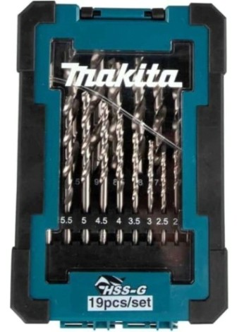 Набор сверл по металлу MAKITA D-78352 hss-gs, 19 шт. (1-10мм, шаг 0.5мм)