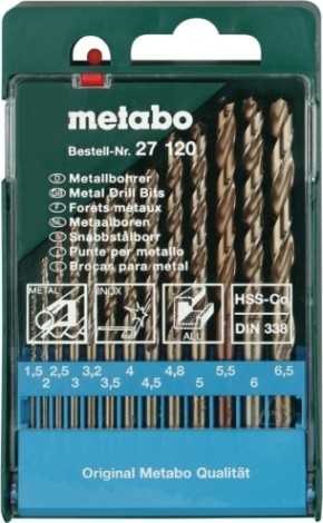 Набор сверл по металлу METABO HSS-Co 13 шт. (1,5-6,5 мм) 627120000 [627120000]