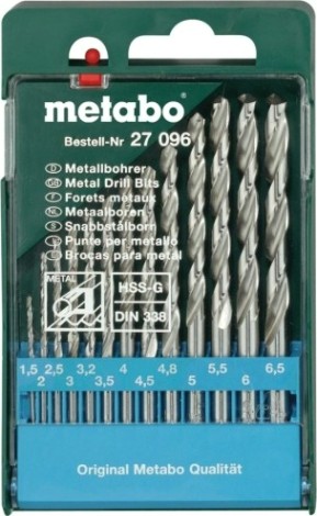 Набор сверл по металлу METABO HSS-G 13 шт. (1,5-6,5 мм) 627096000 [627096000]
