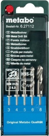 Набор сверл по металлу METABO HSS-G 5 шт. 6-гр хвостовик 627112000 [627112000]
